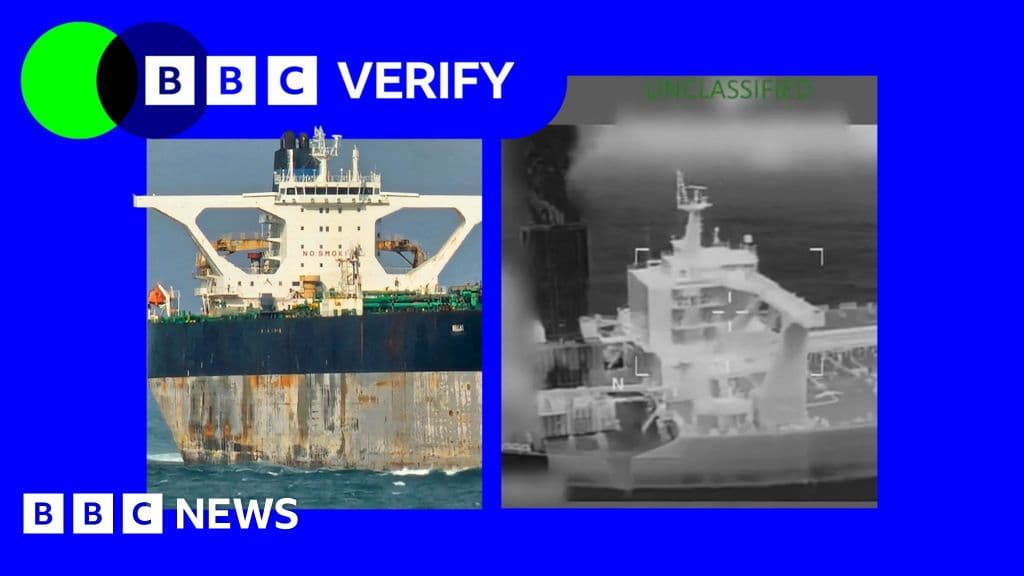 A hyper-realistic, cynical digital painting of a massive, rusted oil tanker being towed through dark, stormy seas by a tiny tugboat flying a tattered, bureaucratic-looking US flag. The tanker's name 'Sophia' is partially painted over with the name 'Marinera' in dripping black ink. In the sky above, a giant, translucent, gold-plated gavel descends through the clouds like a guillotine. The water is oily and iridescent, reflecting the neon lights of a distant, decaying cityscape. High contrast, dark-toned, satirical atmosphere.