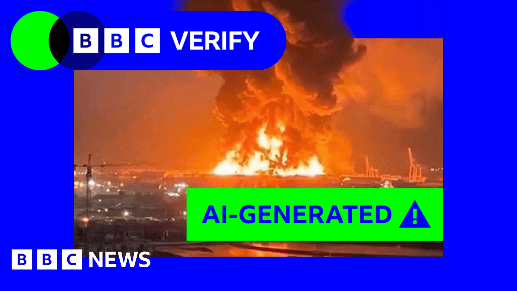 A gritty, dark illustration of a smartphone screen displaying a fake news video of a generic city explosion, with a large 'DONATE NOW' button glowing neon green on the screen, held by a zombie-like hand.