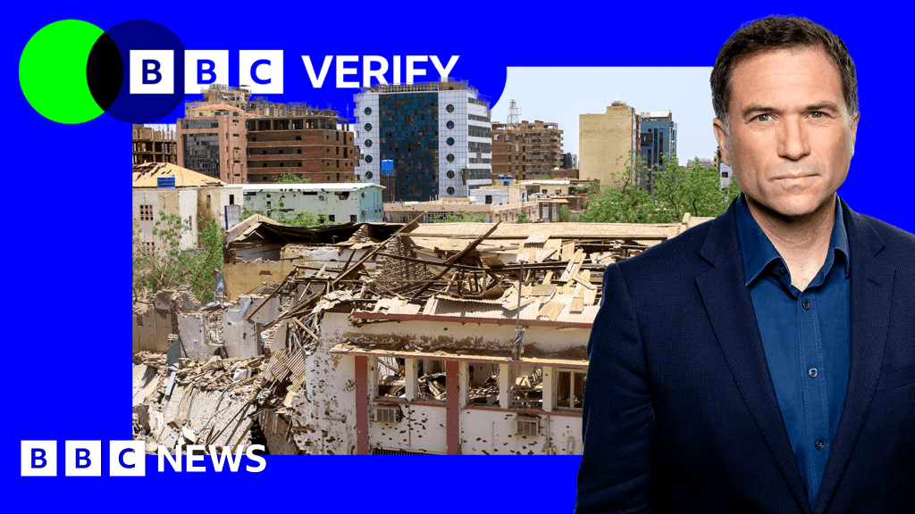 A cynical, high-contrast editorial illustration in a dark noir style. A gold-plated human hand moves scorched, skeletal chess pieces across a tattered, blood-stained map of Sudan. In the background, the glittering skyline of a modern desert city is reflected in a pool of oil, while the shadows of military cargo planes loom overhead. The lighting is harsh and dramatic, emphasizing the cold, calculated nature of geopolitical gambling.