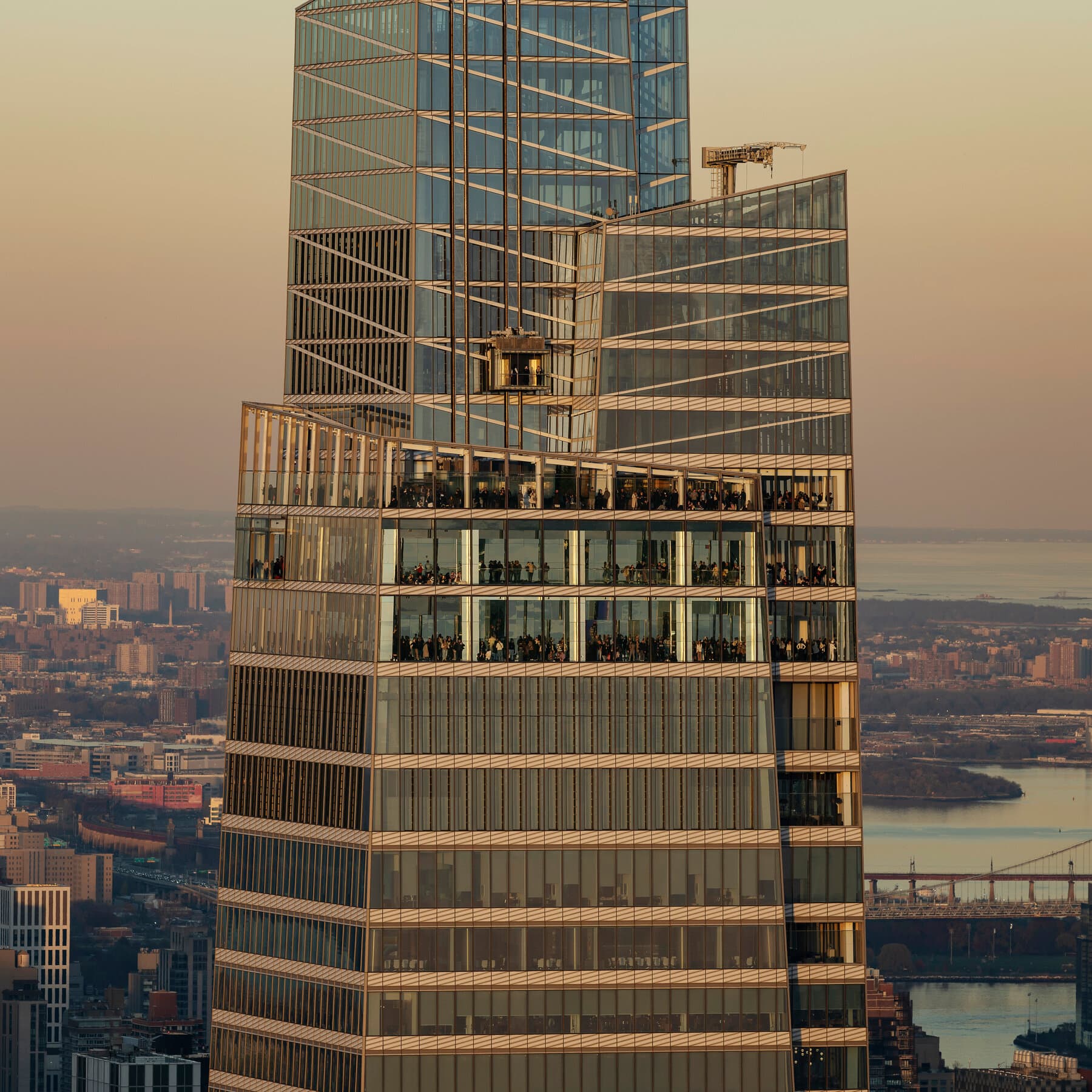 A satirical, hyper-realistic architectural rendering of a modern glass skyscraper shaped like a giant boot crushing a group of tiny, silhouette architects holding blueprints. The sky is a gloomy grey, and the building is pristine and soulless. High contrast, cynical tone.