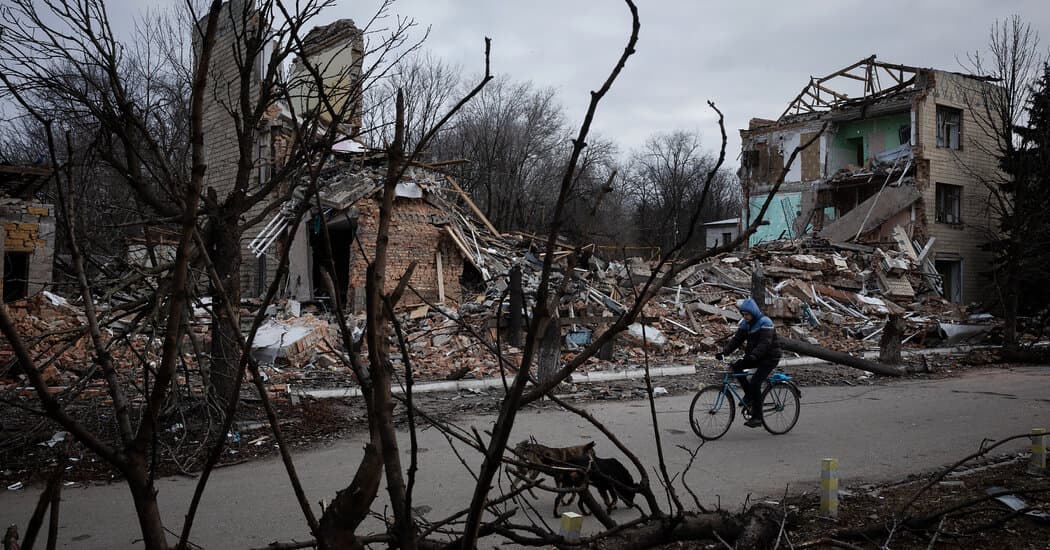 A hyper-realistic, dark satirical digital painting. Donald Trump and BlackRock CEO Larry Fink are sitting at a massive, gilded conference table in a darkened room. On the table, a blueprint map of Ukraine is being used as a tablecloth. Instead of food, their plates are piled high with crushed concrete, twisted rebar, and gold coins. In the background, through a floor-to-ceiling window, a skyline of cranes is visible over a ruined city, with a giant BlackRock logo glowing like a neon sun. The lighting is cold, corporate blue and harsh orange.