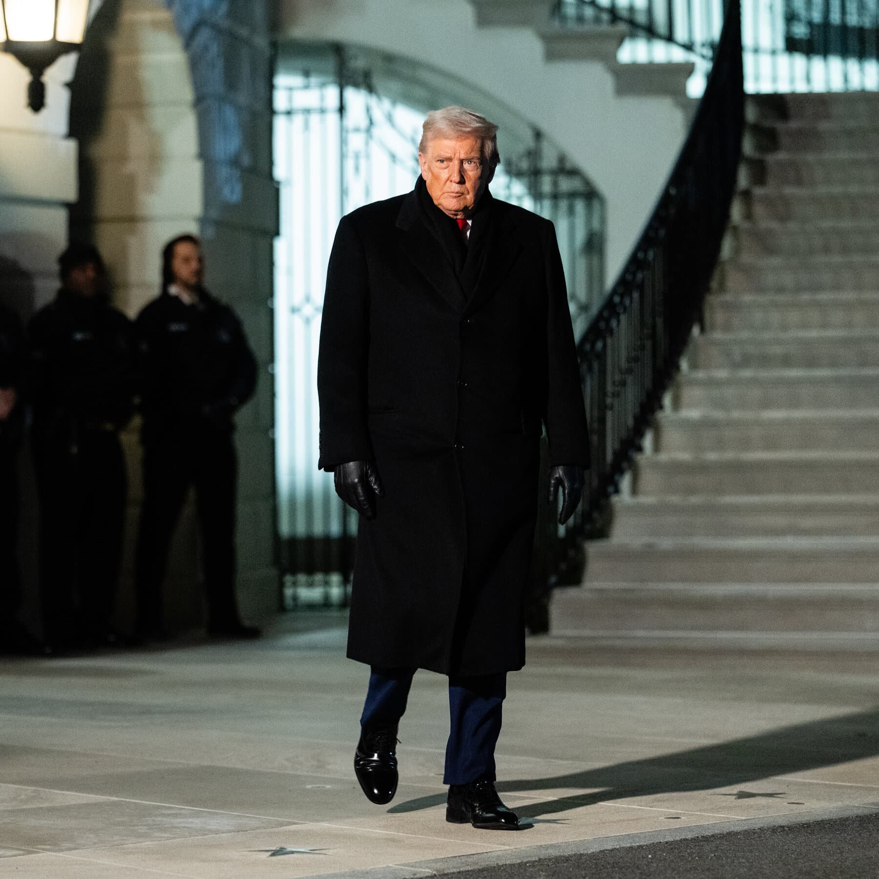 A scathing satirical political cartoon of Donald Trump at a podium in Davos, holding a giant 'FOR SALE' sign over a map of Greenland, while a crowd of horrified, tuxedo-wearing European world leaders faint into their champagne glasses. In the background, private jets line the Swiss Alps, and the air is filled with floating dollar signs and melting icebergs. Sharp, cynical caricature style with high contrast.