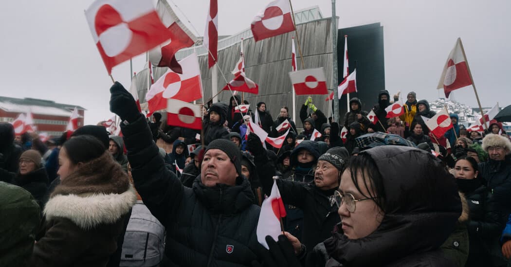 A satirical, high-contrast illustration of a confused orange-tinted politician holding a map of the world where all the countries are labeled 'Trump Land', while he points a confused finger at a tiny island in the North Atlantic. The style is dark, gritty, political cartoon realism, with a cynical and bored BUCK VALOR silhouette in the corner smoking a cigarette.