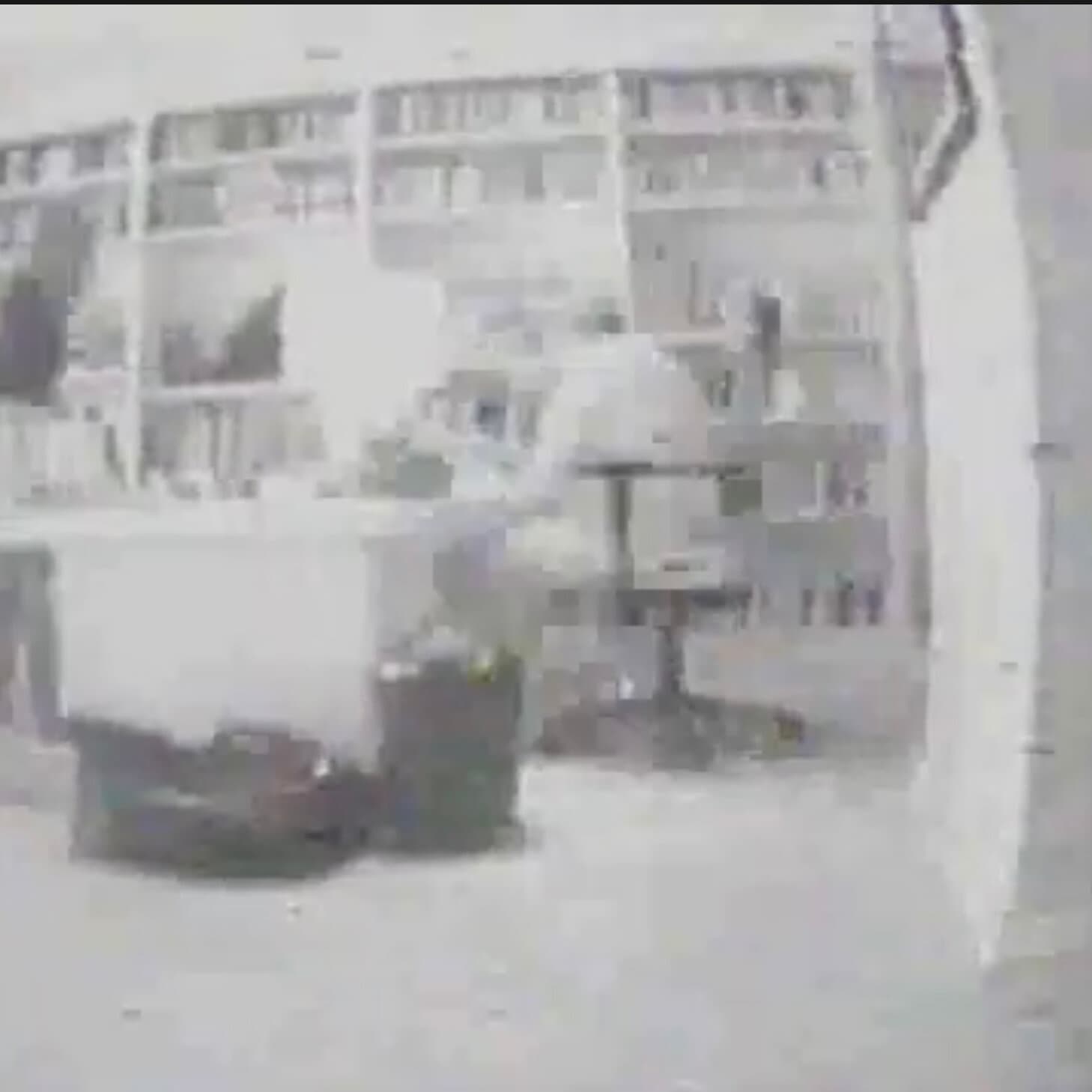 A distorted, grainy surveillance camera view of a luxurious but shadowy home office interior, old television static overlay, muted colors, ominous atmosphere, photorealistic style.