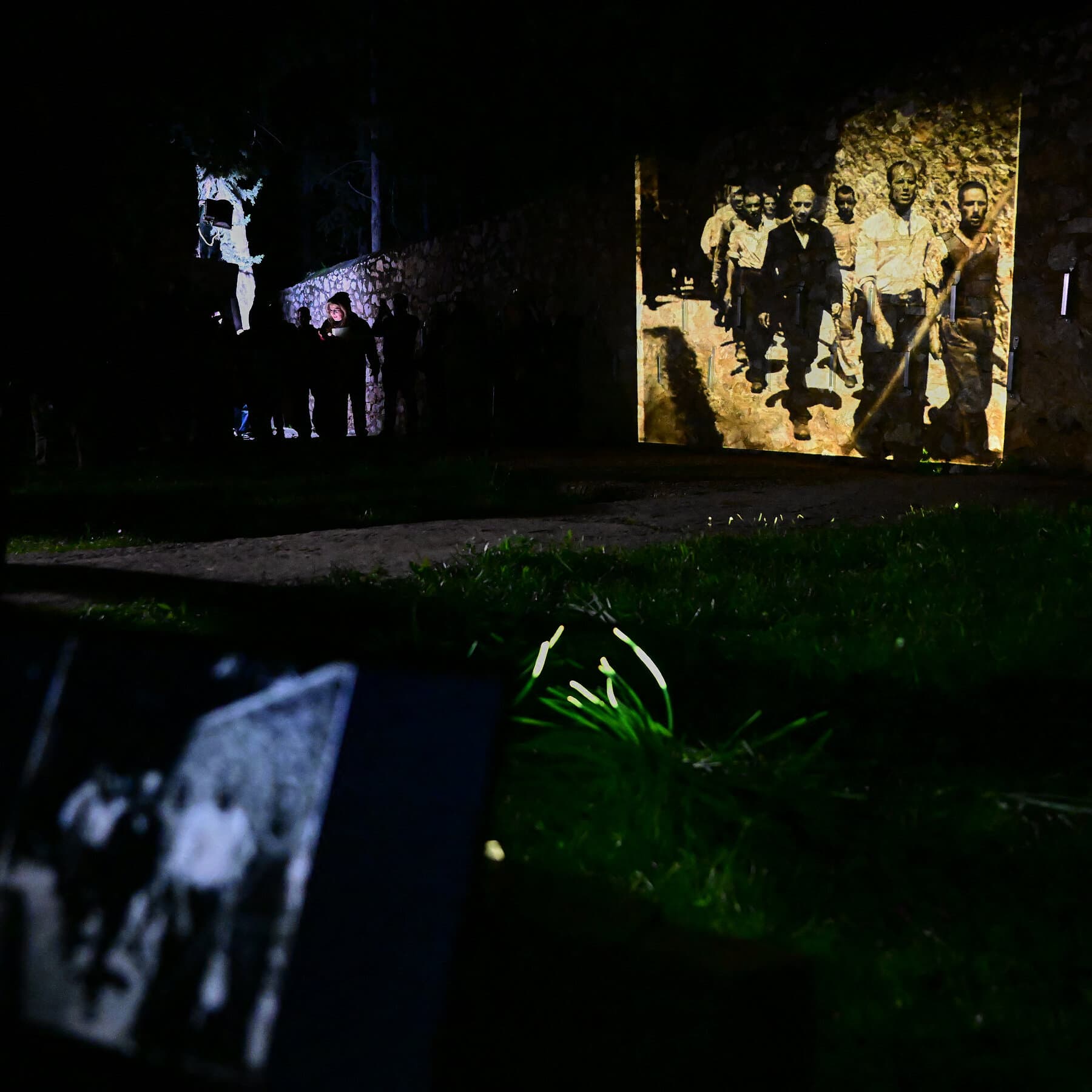 A gritty, black and white conceptual image of a digital auction gavel striking a pile of old, faded photographs. The photographs are blurry but suggest historical sadness. The background is a dark, tech-inspired void with faint binary code, symbolizing the cold nature of the internet. The mood is somber and cynical.