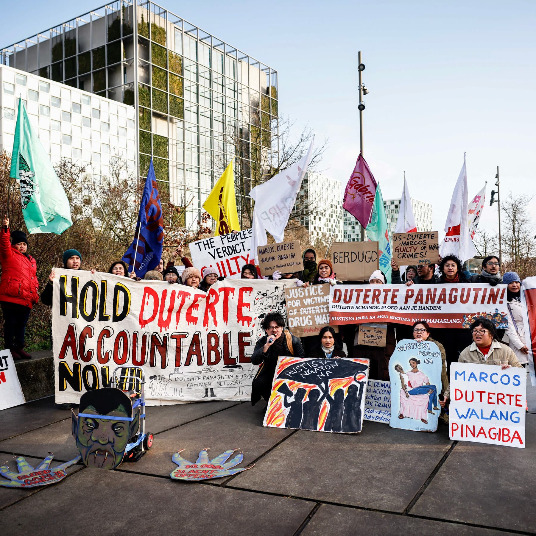 A split composition. On the left side, a grainy, high-contrast black and white photo of a microphone on a podium with a blurry, aggressive figure shouting. On the right side, a clean, sterile, brightly lit courtroom with a lawyer in a suit sleeping at a desk. The mood should be cynical and bleak.
