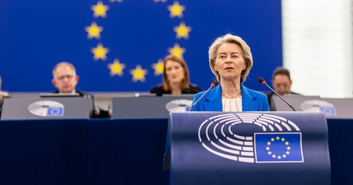 A surreal oil painting of a massive, rusted clockwork mechanism representing the EU and South America, completely entangled in thick, viscous red tape. In the background, skeletal bureaucrats in powdered wigs sit in a dark, cavernous courtroom, staring blankly at a pile of dusty scrolls. The atmosphere is gloomy and Kafkaesque, with a faint orange glow of a forest fire visible through a high window.